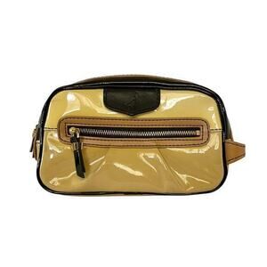 Rare Henri Bendel Lady and the Dog Patent Leather Clutch Bag Purse Cosmetic Case